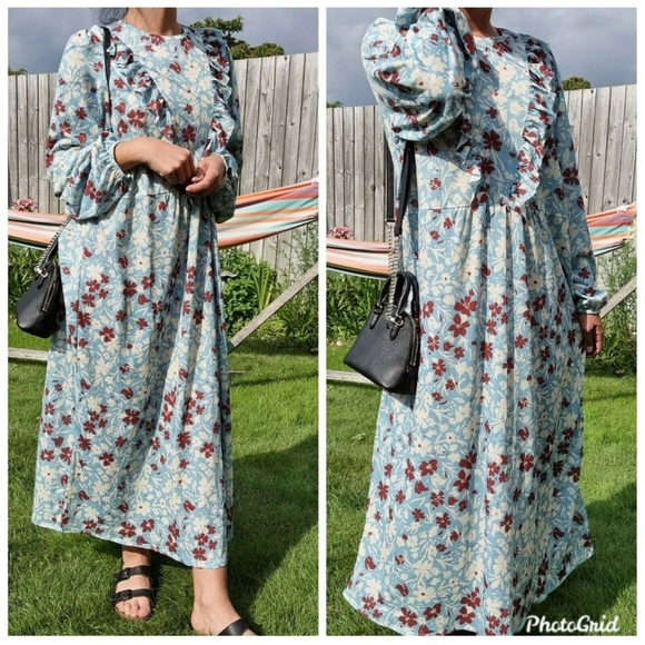 ZARA WOMAN MIDI FLORAL DRESS WITH RUFFLES SIZE L Bloggers Fav - Picture 13 of 13